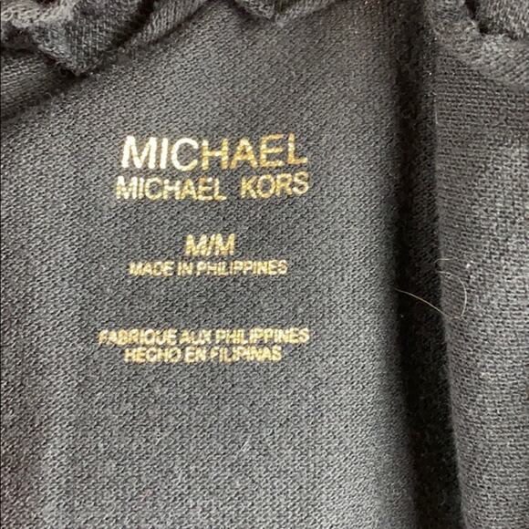 MICHAEL Michael Kors Black Pique Sleeveless Ruffle Tie Neck Split Hem Tank Top M - Picture 14 of 15